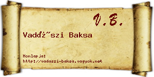 Vadászi Baksa névjegykártya